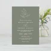 Minimalist Boho Floral Sage Modern QR Code Wedding 招待状 (スタンド正面)