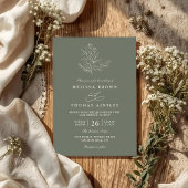Minimalist Boho Floral Sage Modern QR Code Wedding 招待状