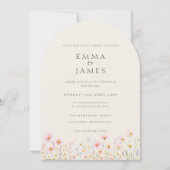 Minimalist Boho Floral Wedding Invitation 招待状 (正面)