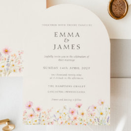 Minimalist Boho Floral Wedding Invitation 招待状