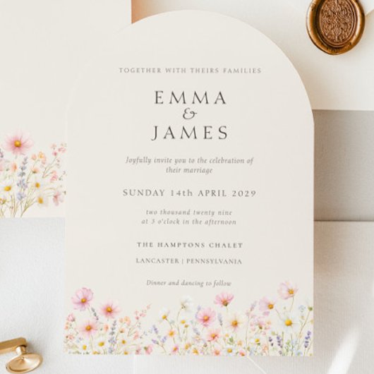 Minimalist Boho Floral Wedding Invitation 招待状