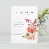 Minimalist Boho Flower Tiny Bird Baby Shower   招待状 (スタンド正面)