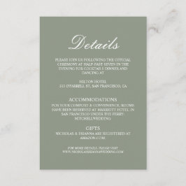 Minimalist Boho Green Elegant Wedding Details エンクロージャーカード