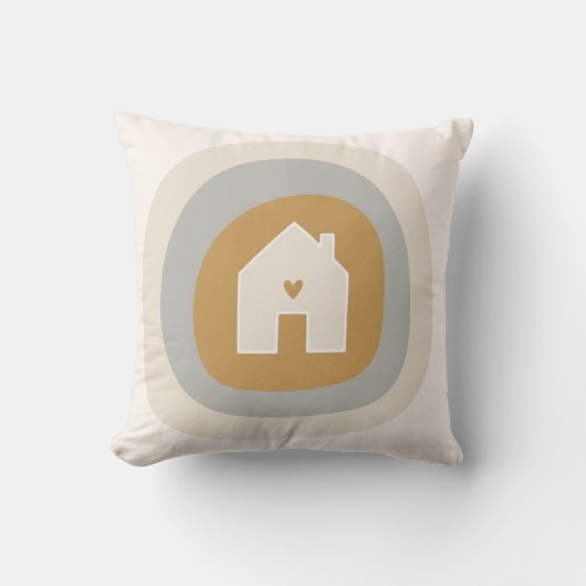 Minimalist Boho "Home is Where the Heart Is" クッション (正面)