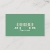 Minimalist boho leaves frame pastel green QR code 名刺 (正面)