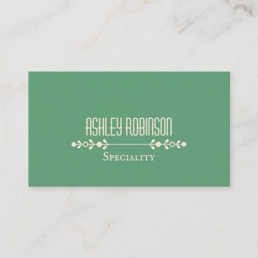 Minimalist boho leaves frame pastel green QR code 名刺 (正面)