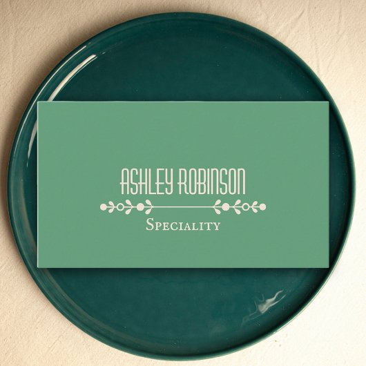 Minimalist boho leaves frame pastel green QR code 名刺