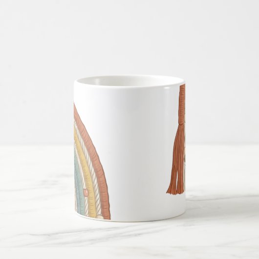 Minimalist Boho Macramé Rainbow コーヒーマグカップ (中央)