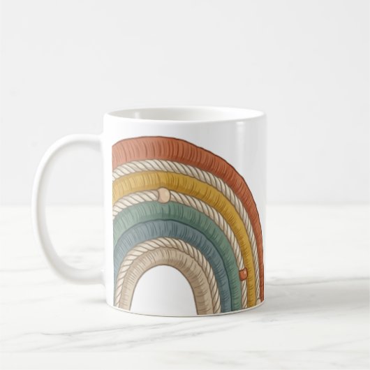 Minimalist Boho Macramé Rainbow コーヒーマグカップ (左)
