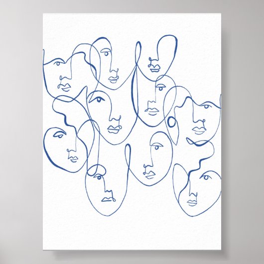 Minimalist Boho Modern Wall Art in Blue ポスター (正面)