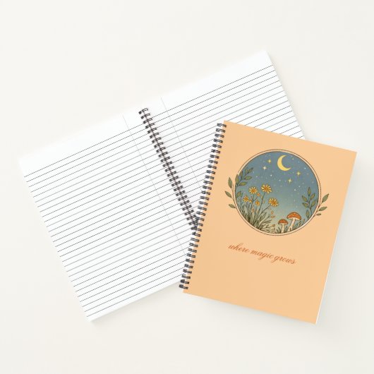 Minimalist Boho Moon Design ノートブック (内部)