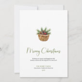 Minimalist Boho Neutral Pine Wreath Holiday Card シーズンカード (正面)