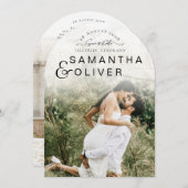 Minimalist Boho Photo Save the Date 招待状 (正面/裏面)