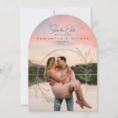 Minimalist Boho Photo Save the Date 招待状 (正面)