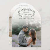 Minimalist Boho Photo Save the Date 招待状 (正面/裏面)