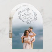 Minimalist Boho Photo Save the Date 招待状 (正面/裏面)