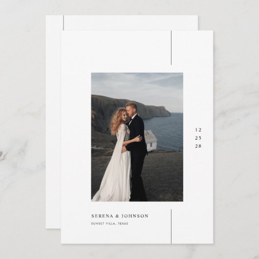 Minimalist Boho Photo Wedding 招待状 (正面/裏面)