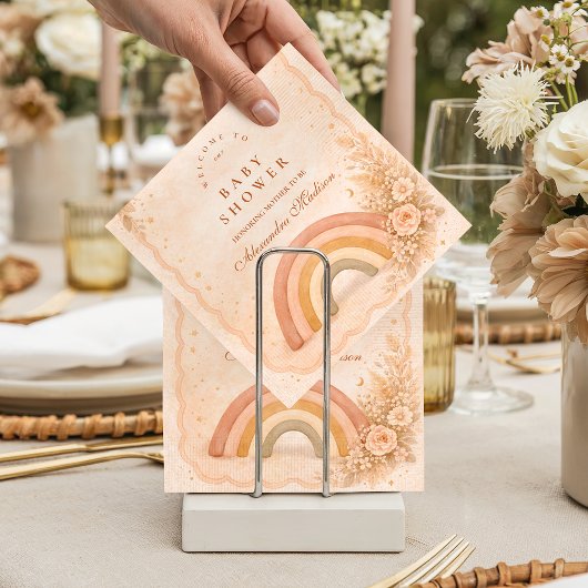 Minimalist Boho Rainbow Baby Shower スタンダードカクテルナプキン