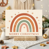 Minimalist Boho Rainbow Christmas シーズンカード