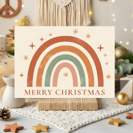 Minimalist Boho Rainbow Christmas シーズンカード