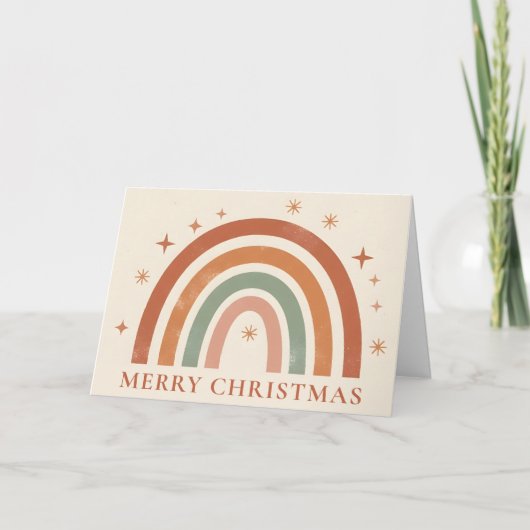 Minimalist Boho Rainbow Christmas シーズンカード (正面)