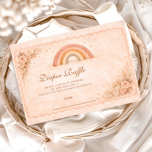Minimalist Boho Rainbow Diapper Raffle エンクロージャーカード