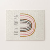Minimalist Boho Rainbow Drawing Personalized Name ジグソーパズル (横)