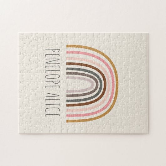 Minimalist Boho Rainbow Drawing Personalized Name ジグソーパズル (横)