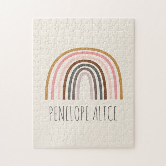 Minimalist Boho Rainbow Drawing Personalized Name ジグソーパズル (縦)