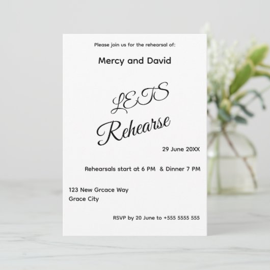 Minimalist Boho Rehearsal Invitation card (スタンド正面)