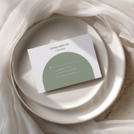 Minimalist Boho Retro Sage Green Arch Wedding 出欠カード