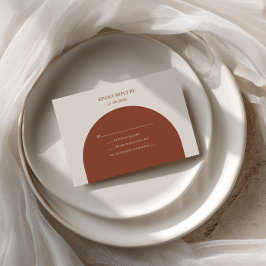 Minimalist Boho Retro Terracotta Arch Wedding 出欠カード