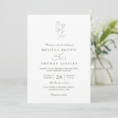 Minimalist Boho Sage Floral Modern QR Code Wedding 招待状 (スタンド正面)