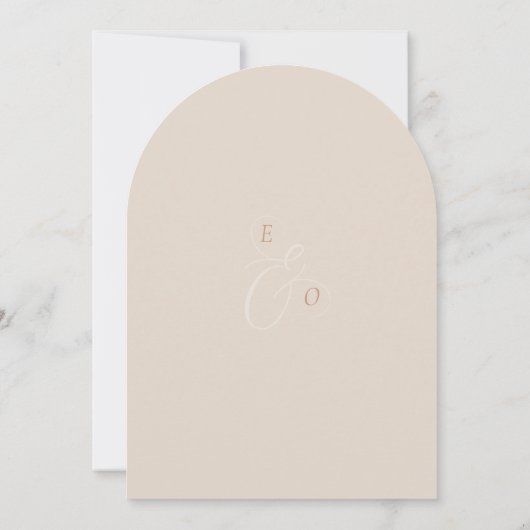 Minimalist Boho Sand Copper Script Wedding 招待状 (裏面)