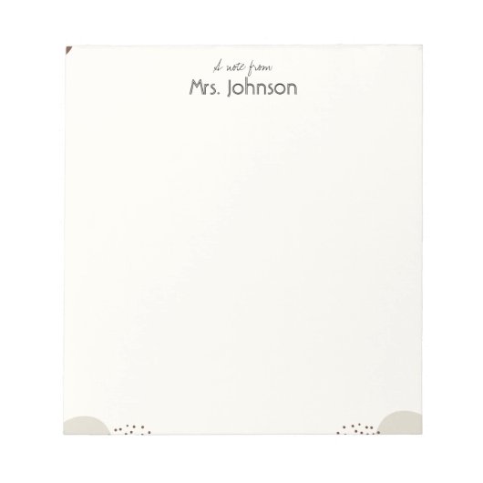 Minimalist Boho Teacher Notepad ノートパッド (正面)