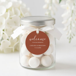 Minimalist Boho Terracotta Orange Welcome Wedding ラウンドシール