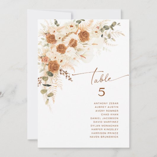 Minimalist Boho Terracotta Wedding Table Number  ノートカード (正面)