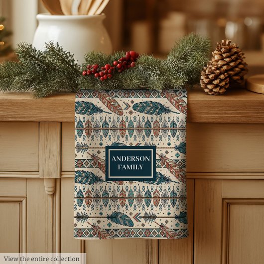 Minimalist Boho Towel Custom Name Pastel Design キッチンタオル