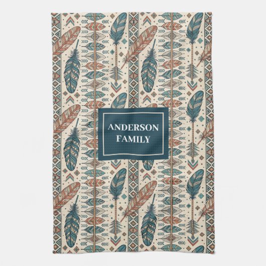 Minimalist Boho Towel Custom Name Pastel Design キッチンタオル (縦)