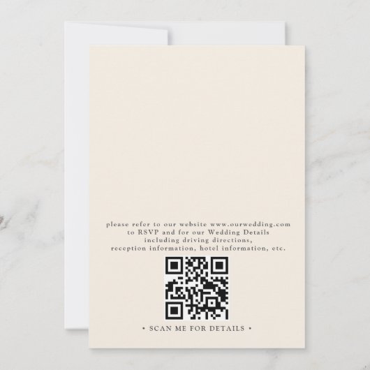 Minimalist Boho Wildflower Floral QR Code Wedding 招待状 (裏面)