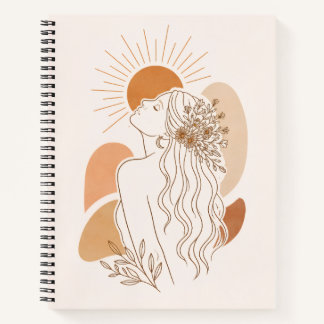 Minimalist Boho Woman Art Notebook ノートブック
