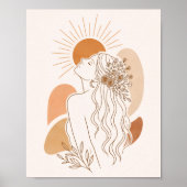 Minimalist Boho Woman Art Poster ポスター (正面)