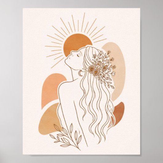 Minimalist Boho Woman Art Poster ポスター (正面)