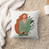 Minimalist Boho Woman Illustration PilThrow Pillow クッション (ブランケット)