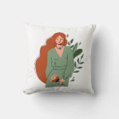 Minimalist Boho Woman Illustration PilThrow Pillow クッション (正面)