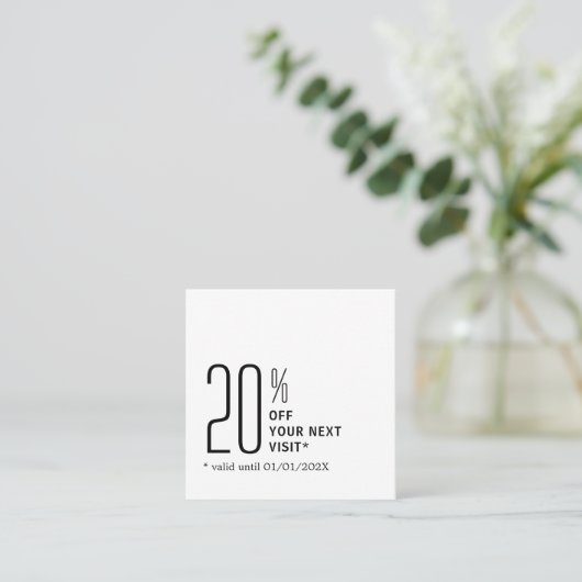 Minimalist Bold Black White Coupon 割引カード (スタンド正面)
