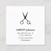 Minimalist Bold Black White Hair Salon スクエア名刺 (正面)