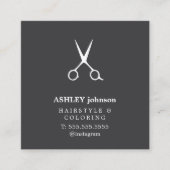Minimalist Bold Dark Grey White Hair Salon スクエア名刺 (正面)