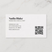 Minimalist Bold Editorial Style QR Code White 名刺 (裏面)