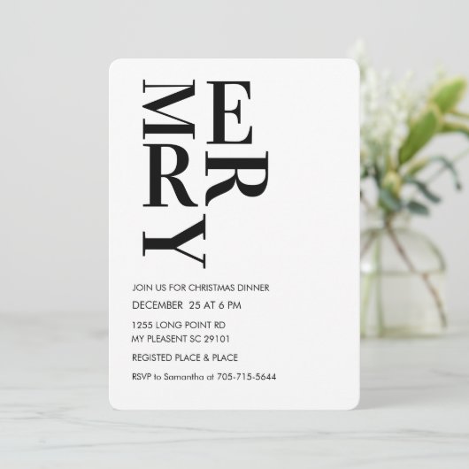 Minimalist Bold Merry Christmas Dinner  招待状 (スタンド正面)